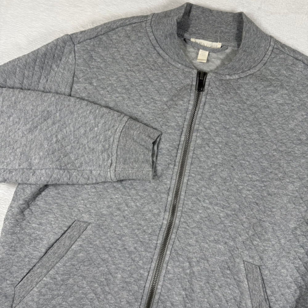 Eileen Fisher Womens XXS Gray Quilted Organic Cotton Bomber Jacket S19DHY
